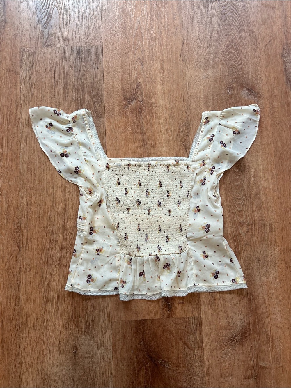 Free People Prairie Field Top - Cream Floral Lace-Trim - Picture 5 of 9